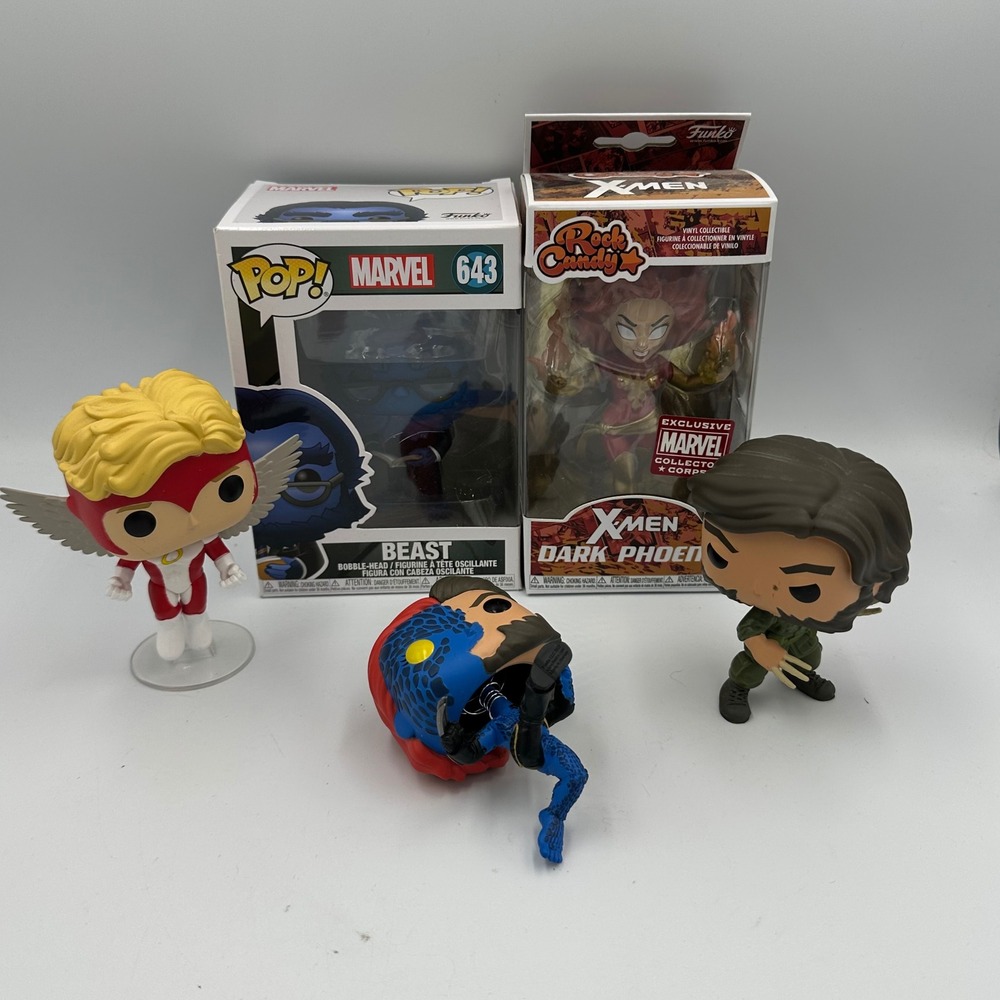Marvel Funko Pop X-Men Bundle Beast 643 Dark‎ Phoenix Angel Wolverine Mystique
